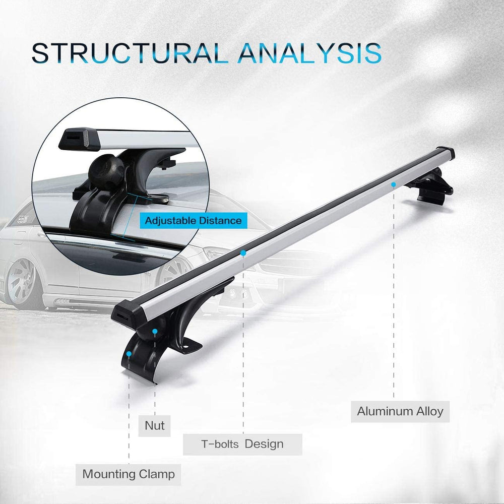 Side Roof Rail Rack Cross Bars with 3 Pair of Mounting Clamps