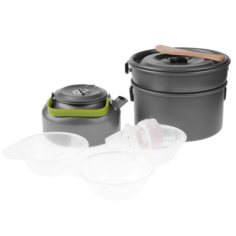 Camping Cookware Set Aluminum Nonstick Portable Outdoor Pots Set Outdoor Tableware Pan Frying Pan Kettle for Hiking BBQ Picnic