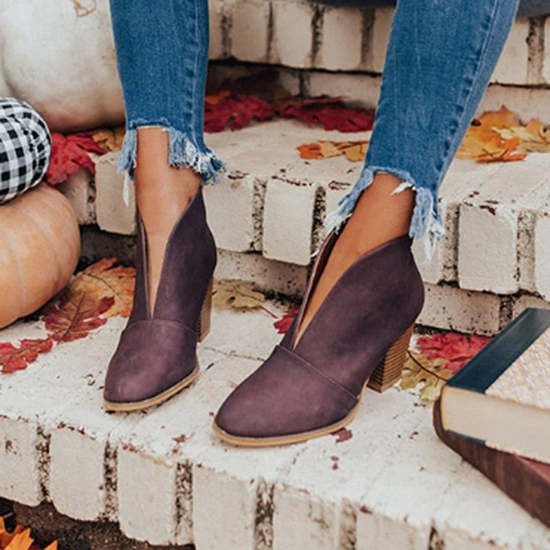 GAOKE Women's Suede Ankle Boots