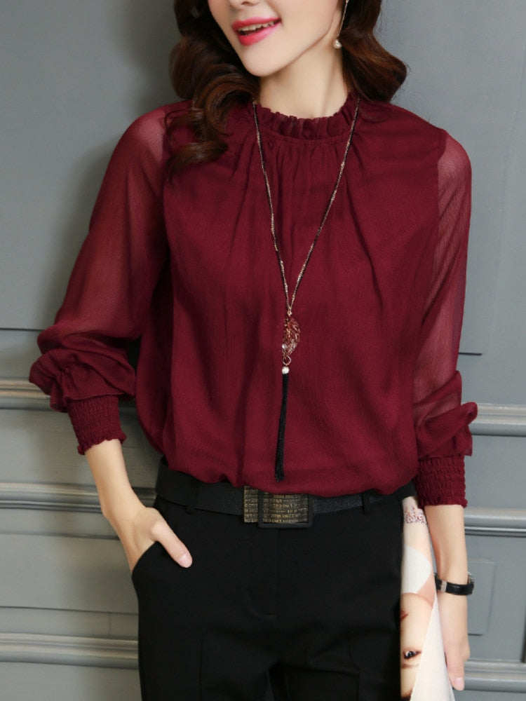 Elegant Lady Casual Chiffon Blouses