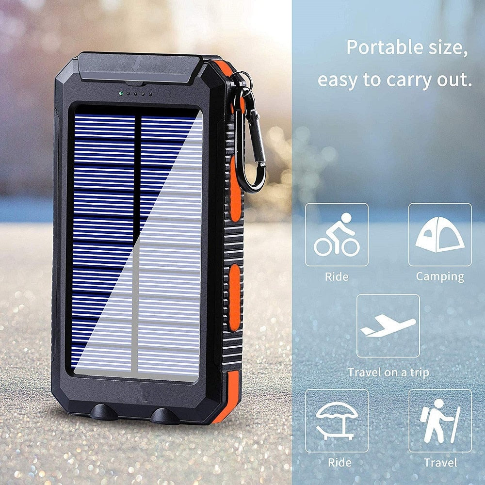 Solar Power Bank 80000mAh Portable Charging Powerbank External Battery Charger  Strong Light LDE Light for All Smartphones