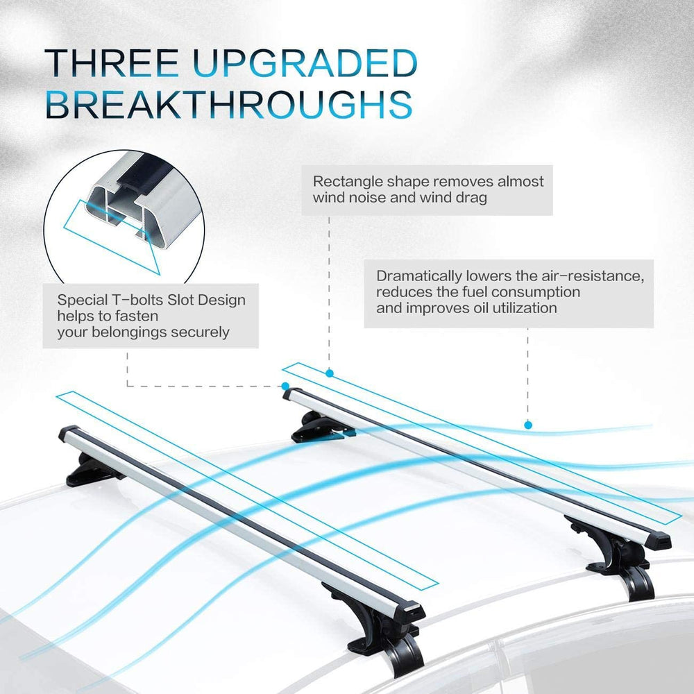 Side Roof Rail Rack Cross Bars with 3 Pair of Mounting Clamps