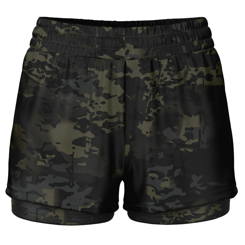 Equippage Women's 2-in-1 Black MultiCam Shorts