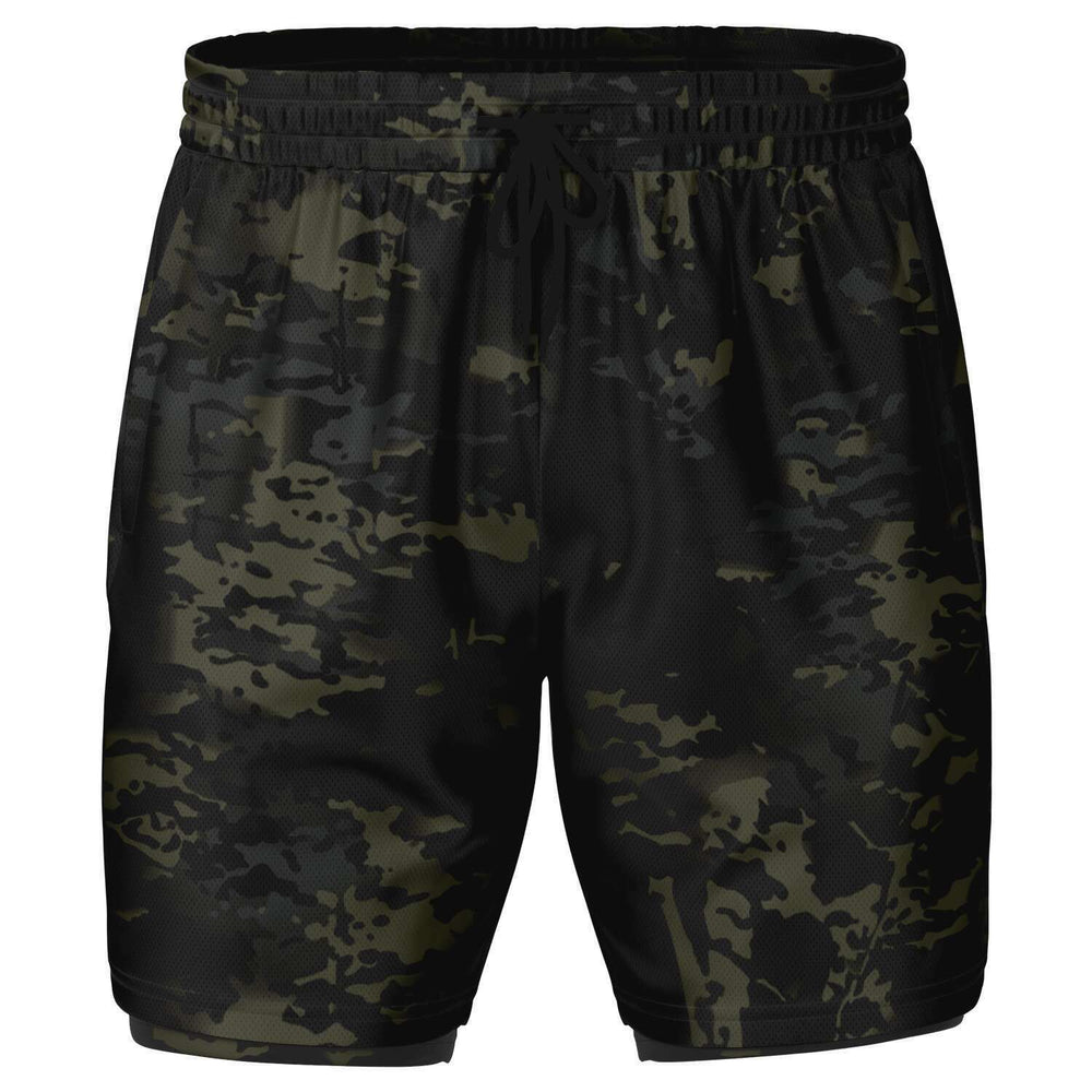 Equippage Men's 2-in-1 Black MultiCam Shorts