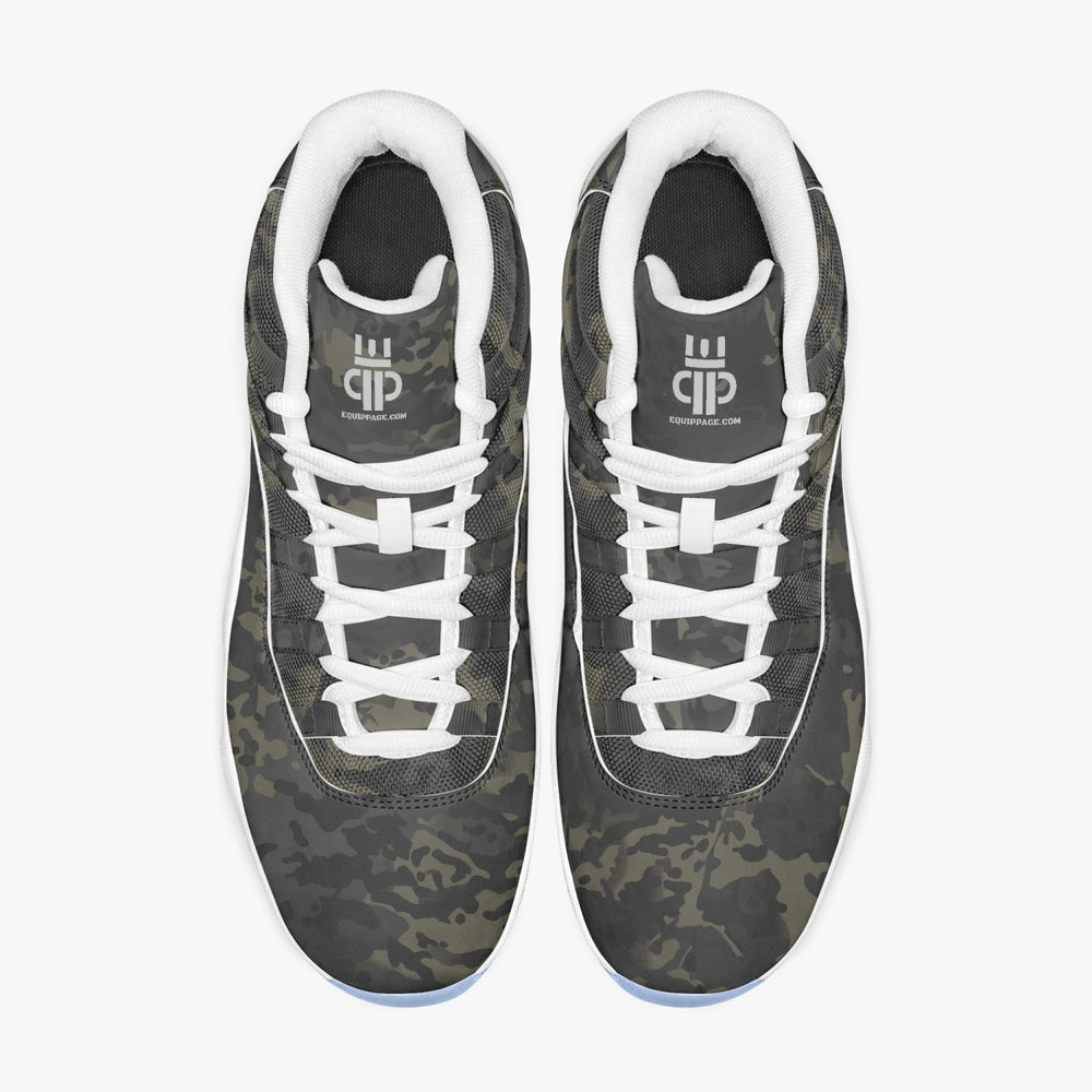 Equippage Black MultiCam Basketball Sneakers -Blue Sole