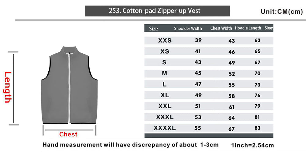 BJMC Cotton-pad Zipper-up Vest