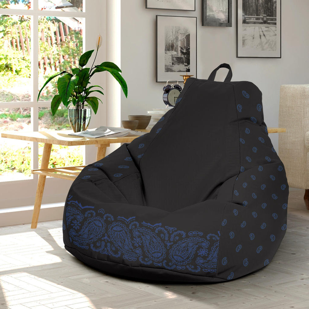 Black and Navy Bandana Beanbag Chair