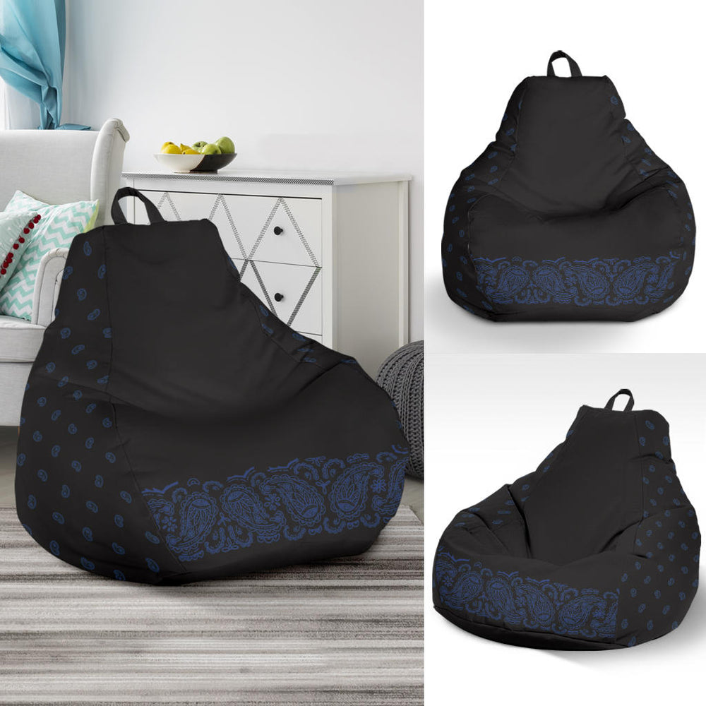 Black and Navy Bandana Beanbag Chair
