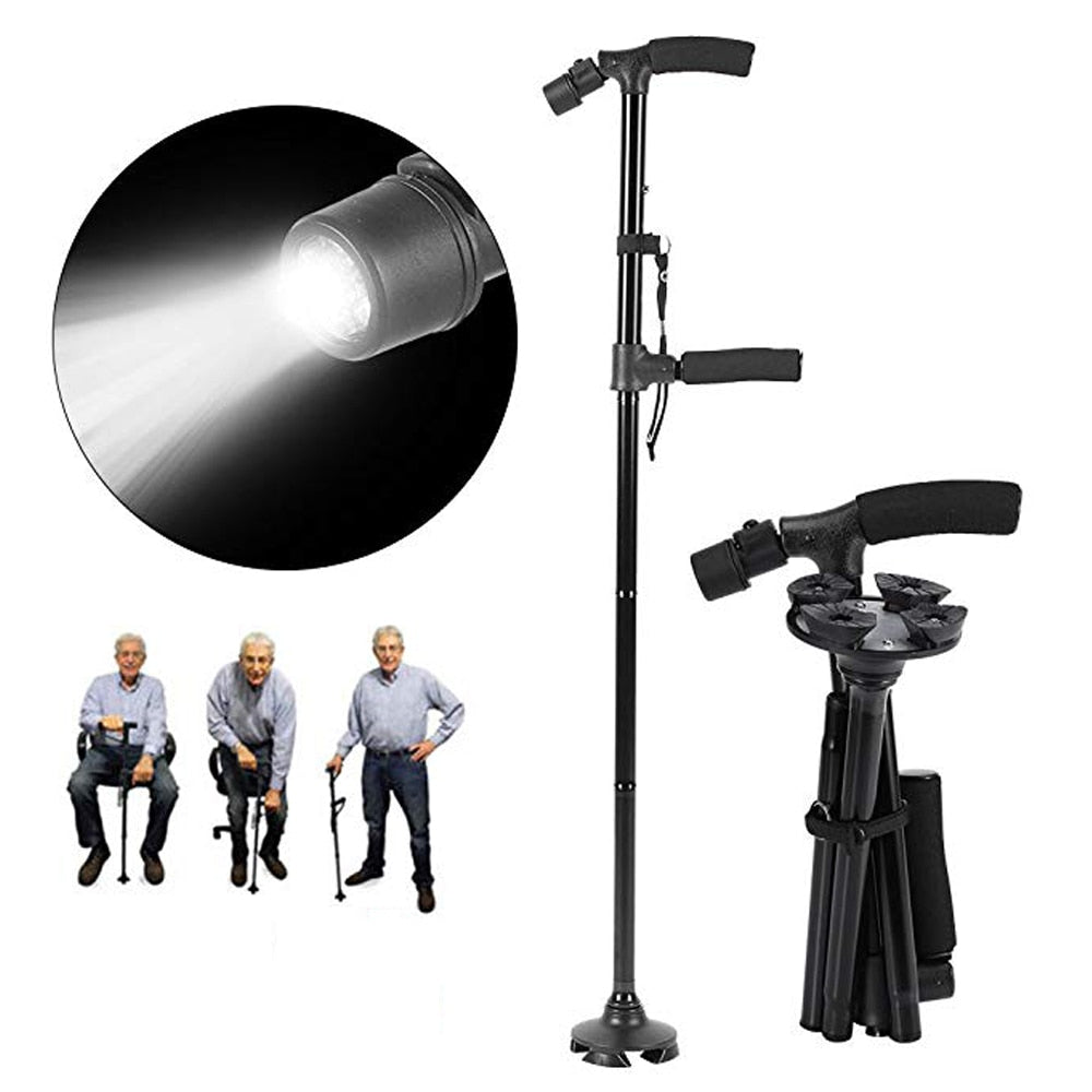 Double Handle Design LED Lights Walking Stick - Equippage