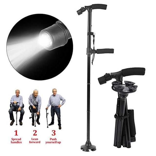 Double Handle Design LED Lights Walking Stick - Equippage