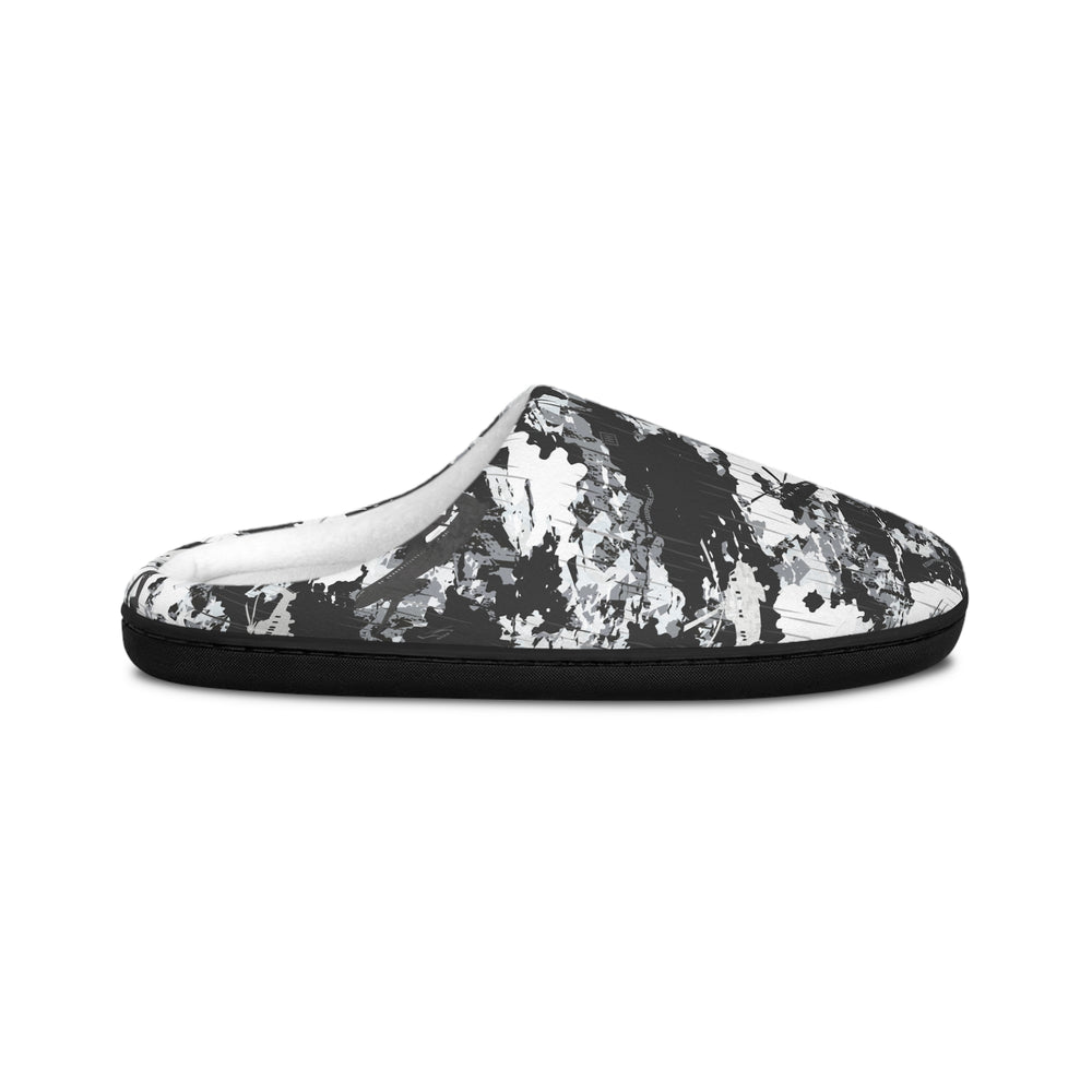 PRESS Camo Indoor Slippers — Black & White camouflage pattern house slippers