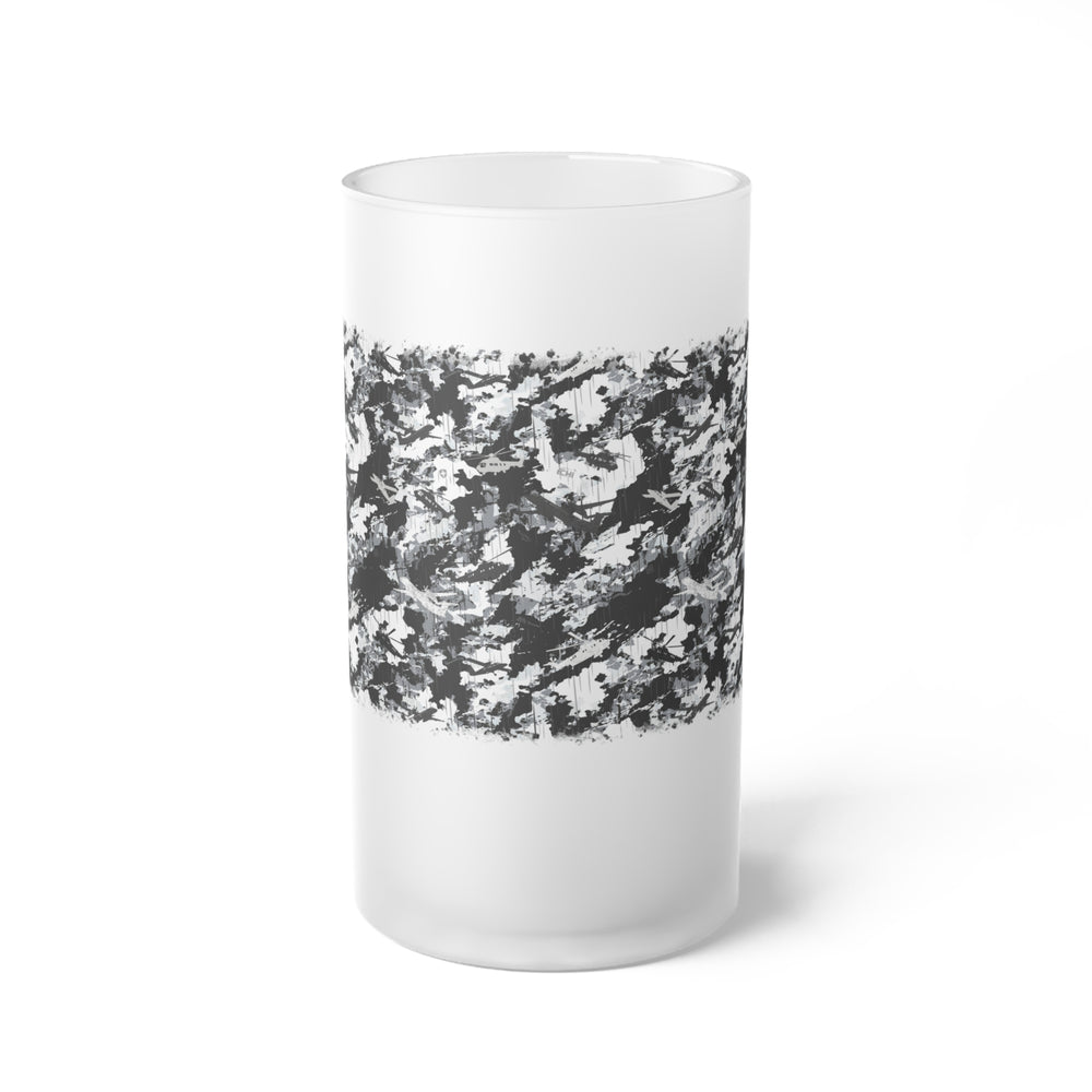 PRESS Camo Frosted Glass Beer Mug — Monochrome Design in the PRESS Camouflage Pattern