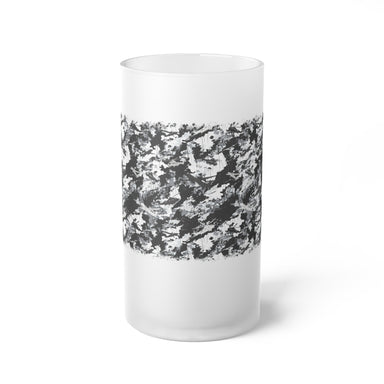 PRESS Camo Frosted Glass Beer Mug — Monochrome Design in the PRESS Camouflage Pattern - Equippage.com