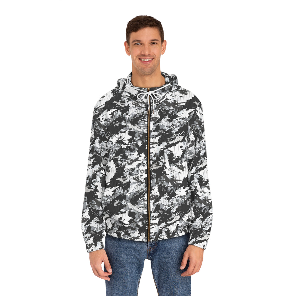 Monochrome Brushstroke Camo Zip Hoodie - Equippage.com