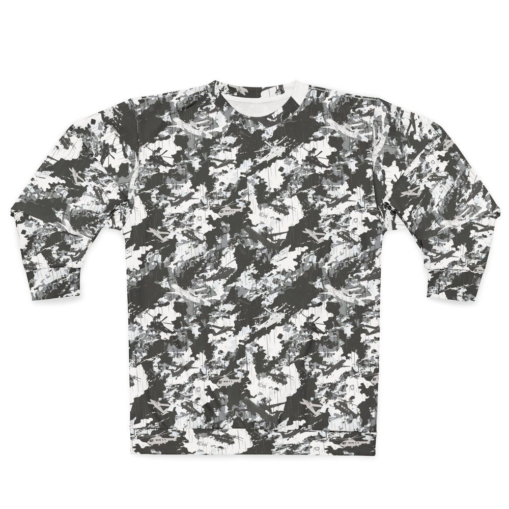 PRESS Camo Unisex Sweatshirt — Grey/Black/White Custom Camouflage by Equippage.com