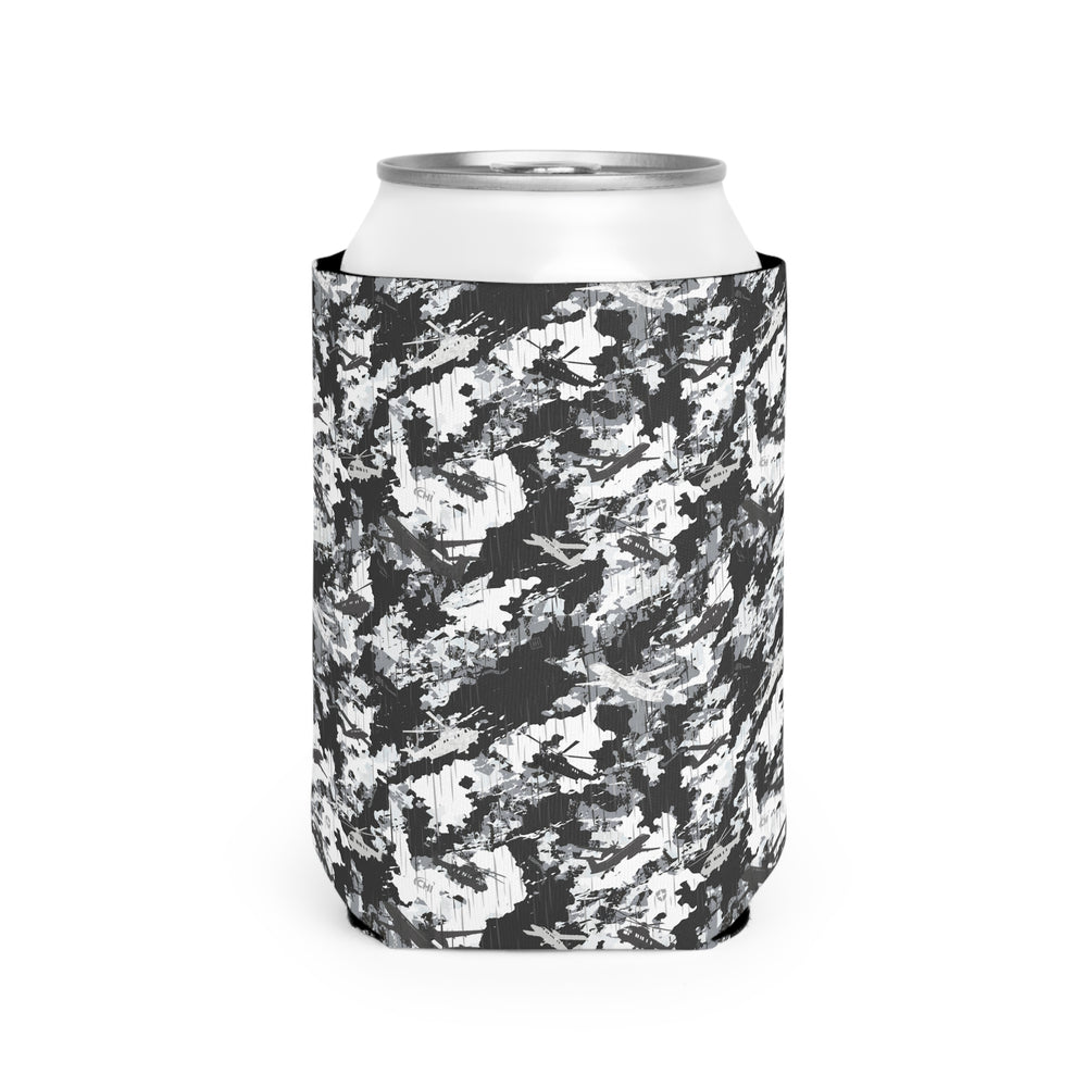 PRESS Camo Can Cooler Sleeve — Grey/Black/White Urban Neoprene Beer Koozie
