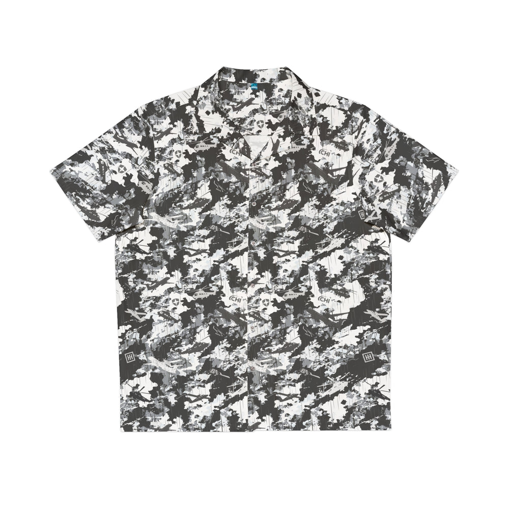 Black & White Abstract Camo Hawaiian Shirt - Equippage.com