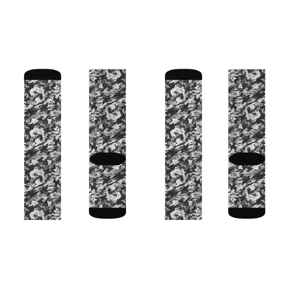 Black & White Camo Sublimation Socks — Camouflage Crew Socks - Equippage.com