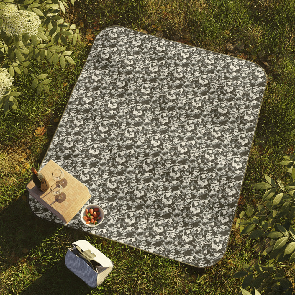 PRESS Camo Picnic Blanket — Classic Grey/Black/White Outdoor Throw in the PRESS Camouflage