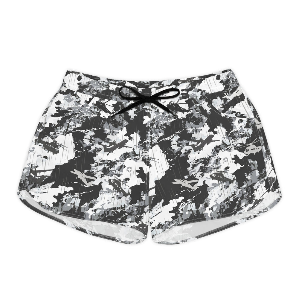 PRESS Camo Women’s Casual Shorts — Grey/Black/White Exercise Lounge & Activewear