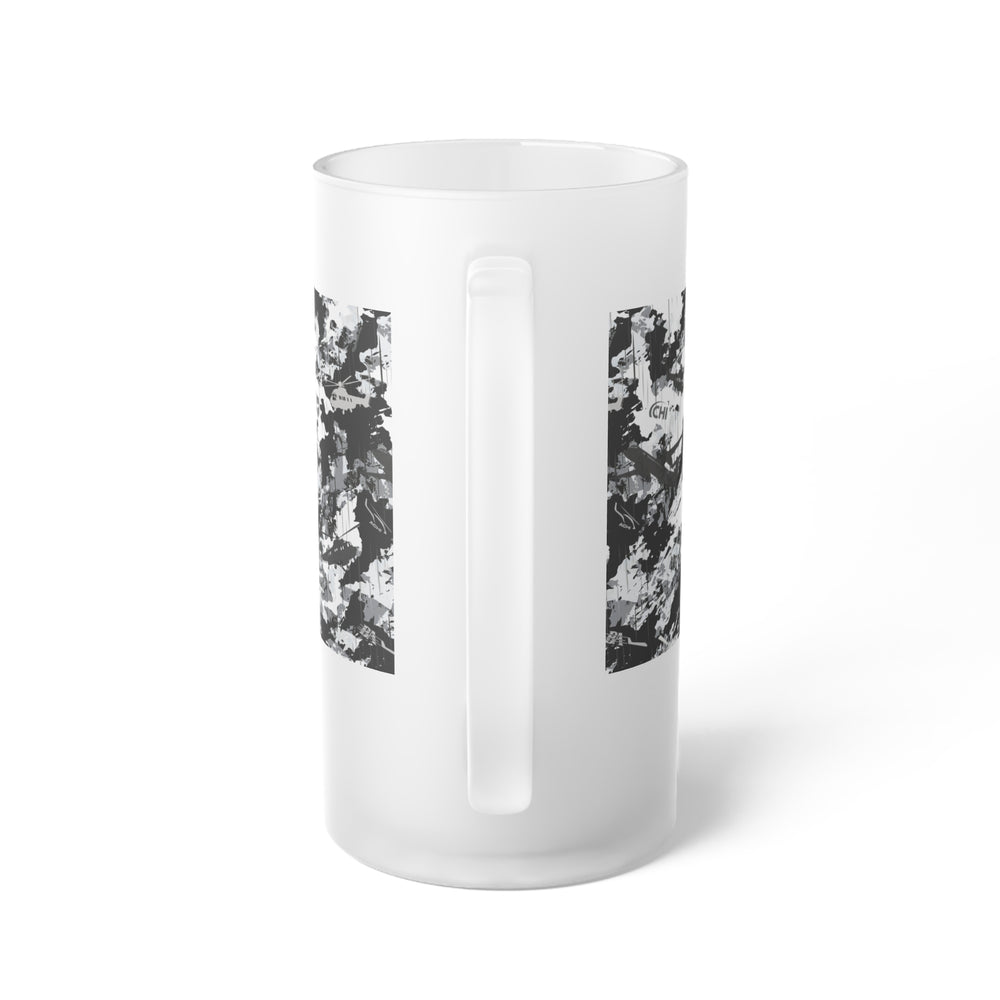 Frosted Glass Beer Mug with Camo Texture — Modern Matte Pint Glass - Equippage.com
