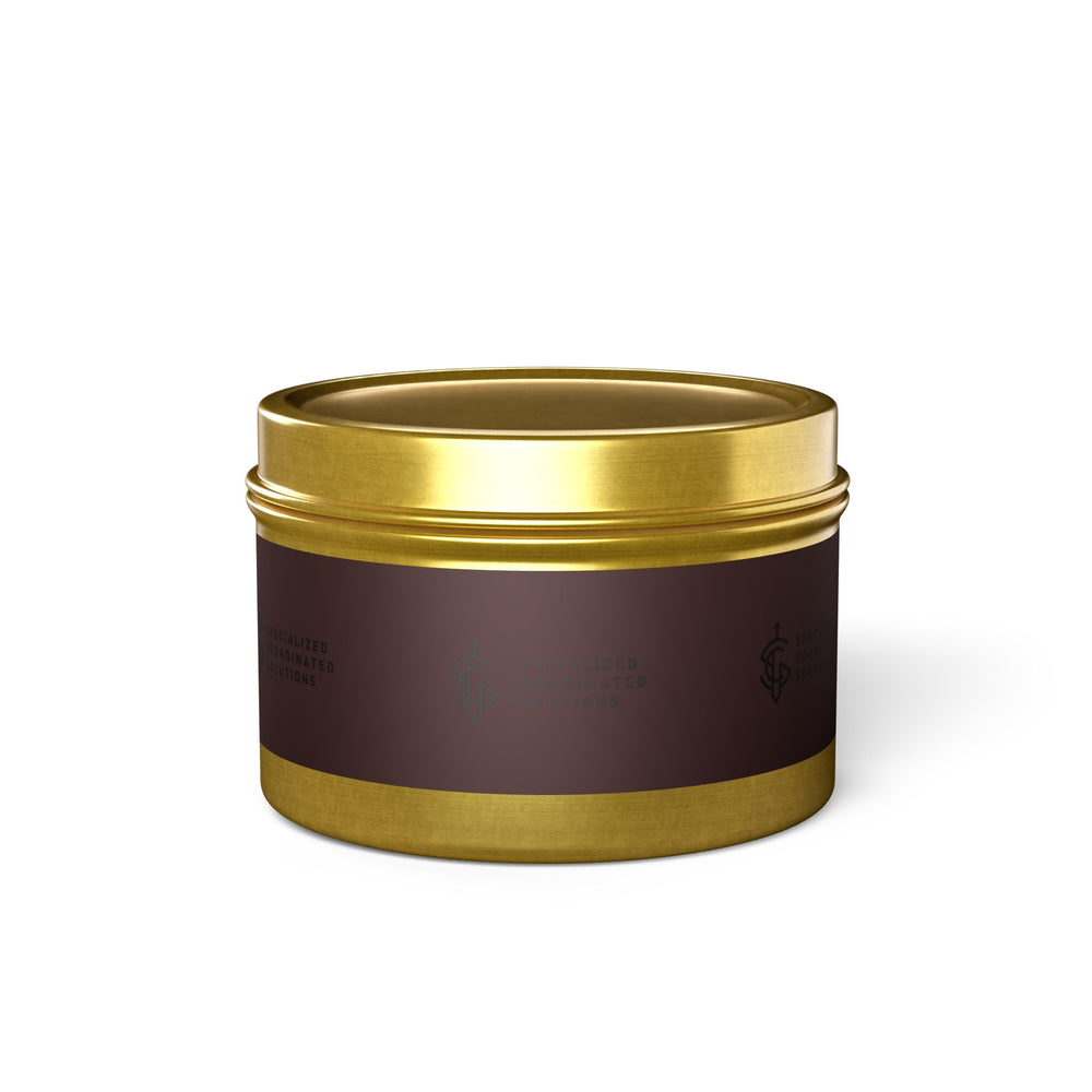 SCS Aromatic Tin Candle — Luxe Scented Travel Candle in Sleek Tin and Subdued Label