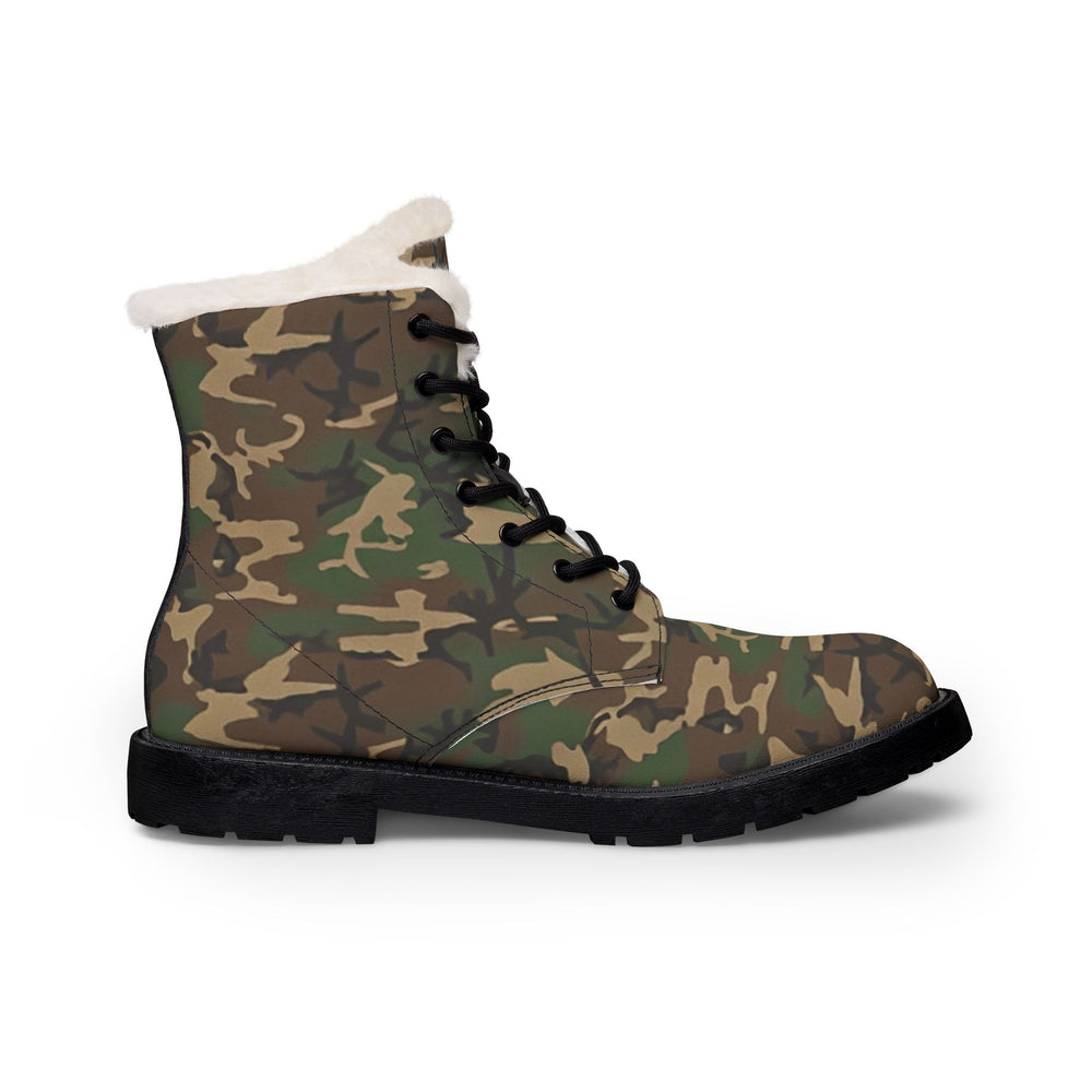 US M81 Woodland Camo Men's Fur and Leather Boots