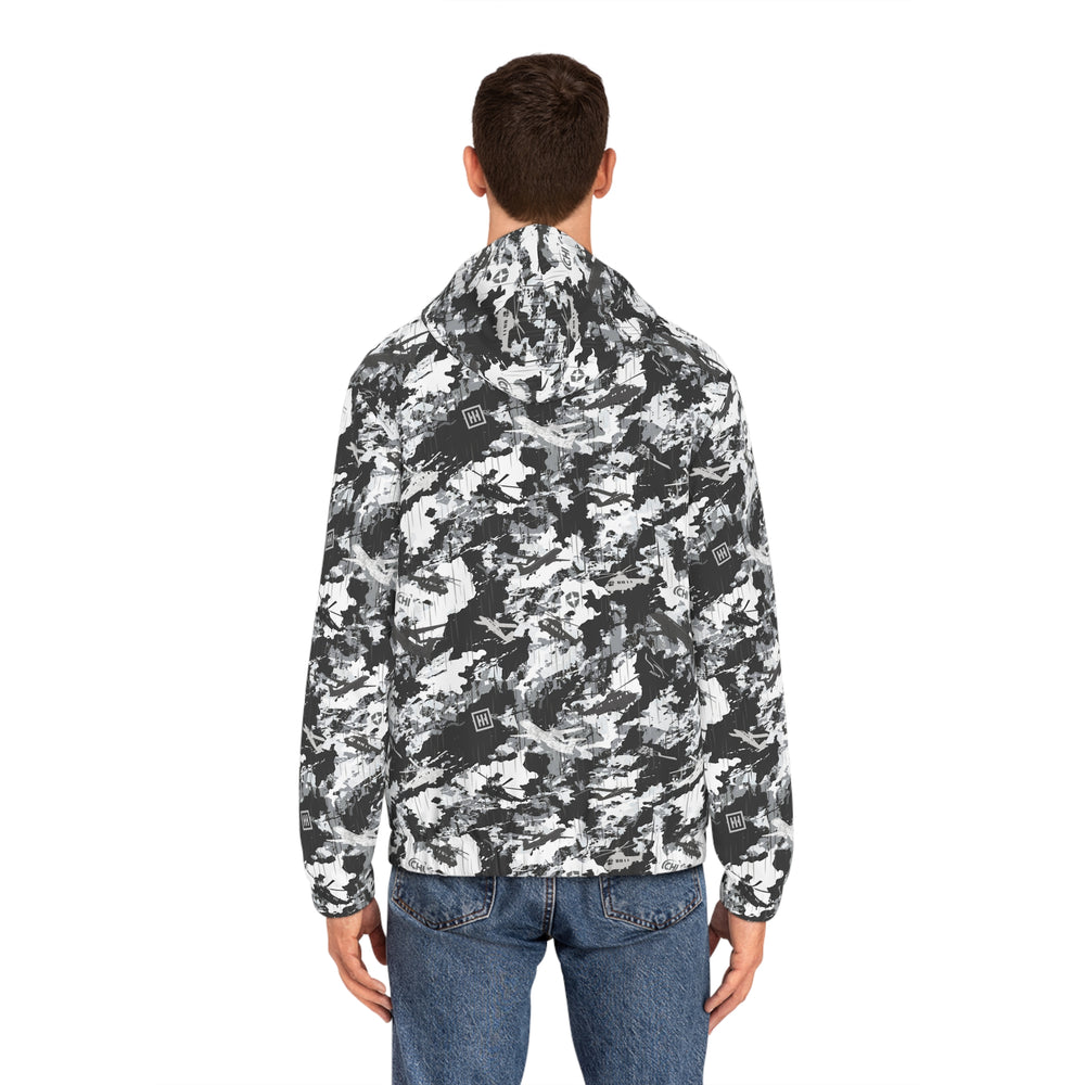 Monochrome Brushstroke Camo Zip Hoodie - Equippage.com