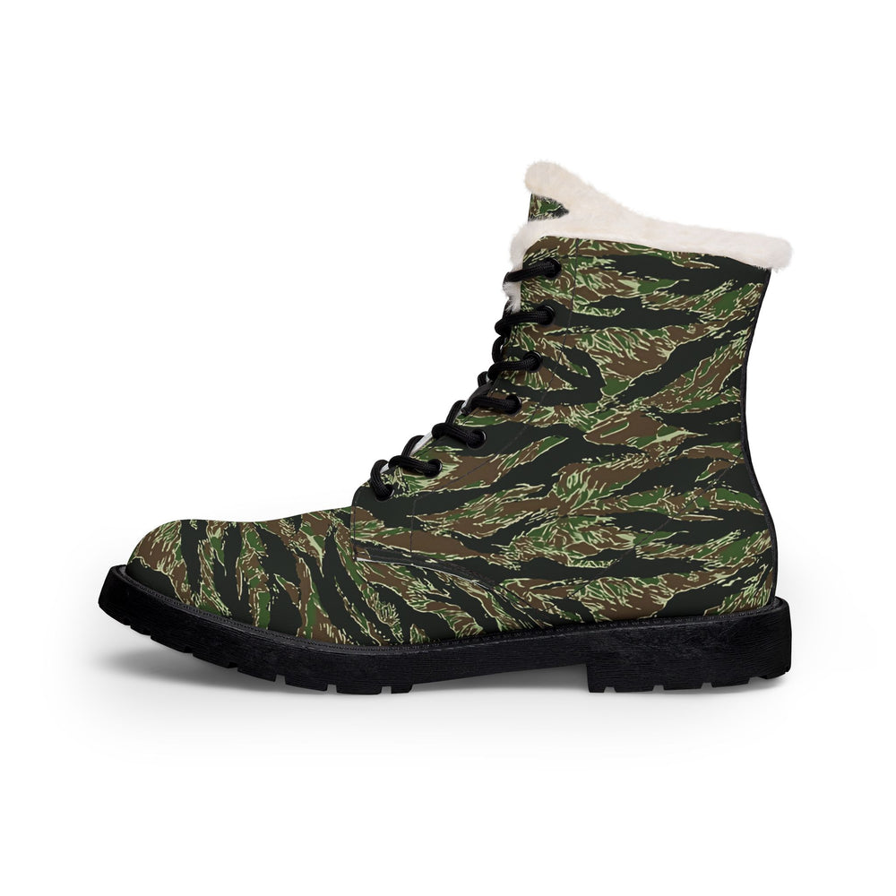 US Tigere Stripe Camo Men's Fur and Leather Boots