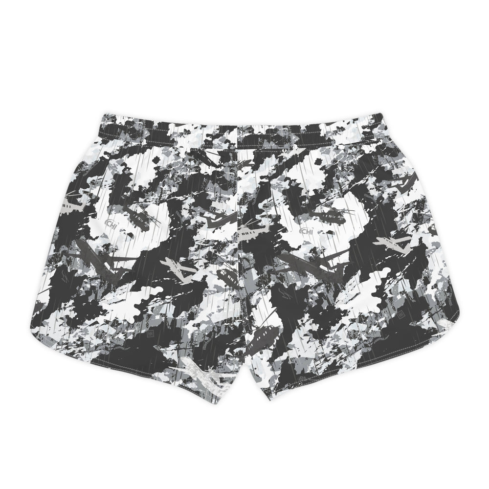 PRESS Camo Women’s Casual Shorts — Grey/Black/White Exercise Lounge & Activewear