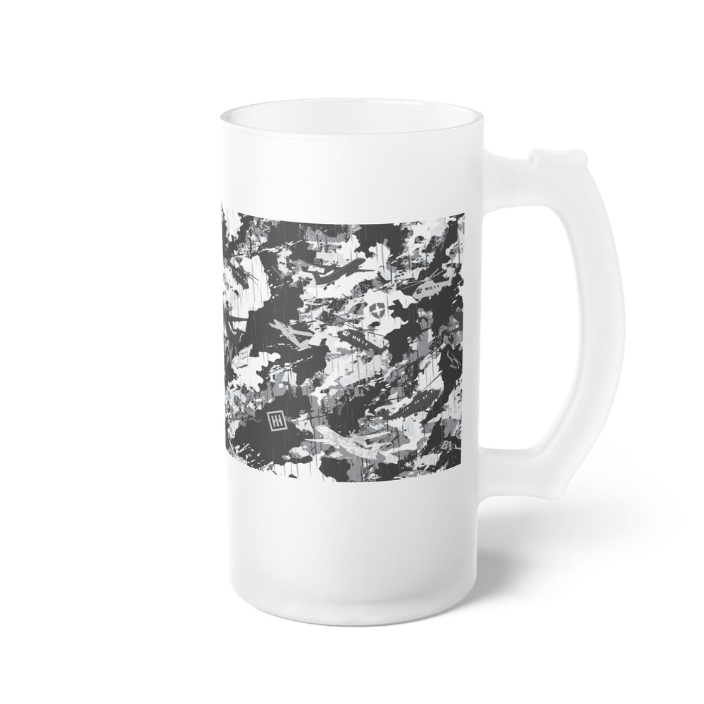 Frosted Glass Beer Mug with Camo Texture — Modern Matte Pint Glass - Equippage.com