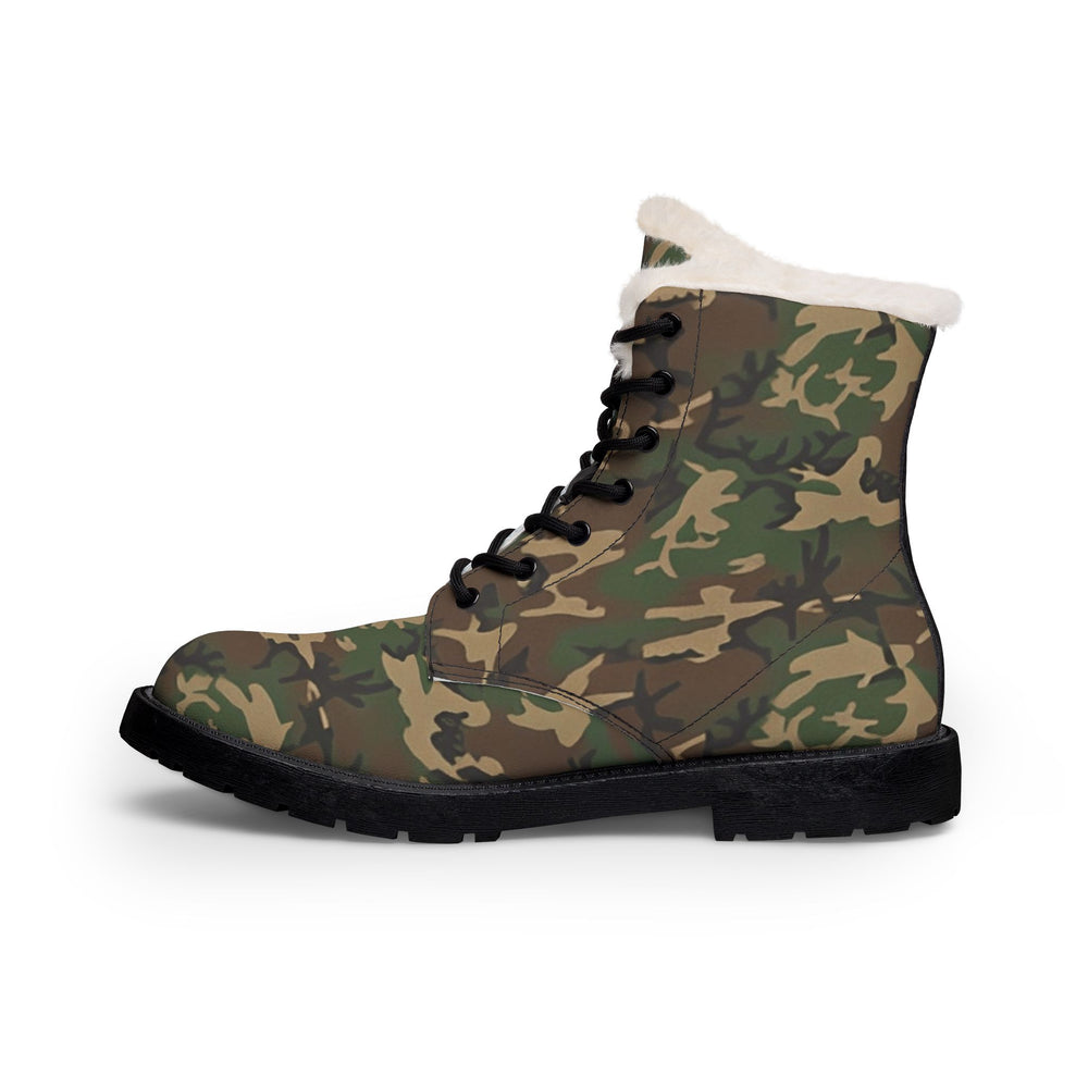 US M81 Woodland Camo Men's Fur and Leather Boots