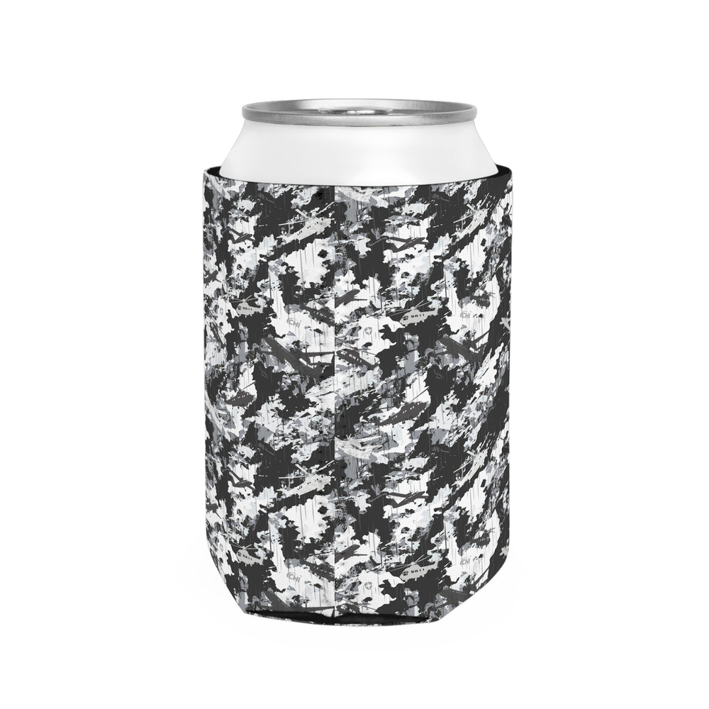 PRESS Camo Can Cooler Sleeve — Grey/Black/White Urban Neoprene Beer Koozie