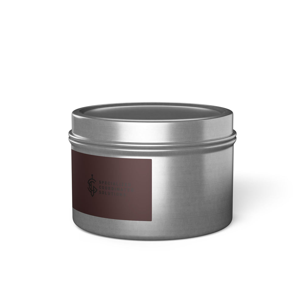 SCS Aromatic Tin Candle — Luxe Scented Travel Candle in Sleek Tin and Subdued Label