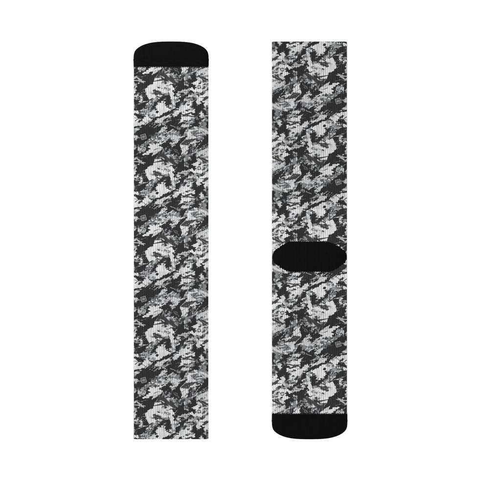 Black & White Camo Sublimation Socks — Camouflage Crew Socks - Equippage.com