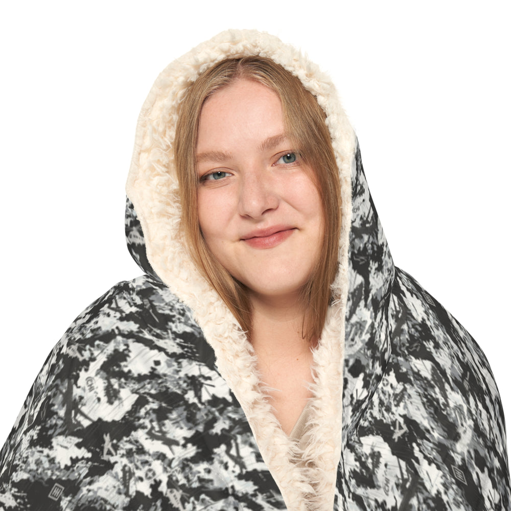 Cozy Hooded Snuggle Blanket — Black & White Camo Pattern - Equippage.com