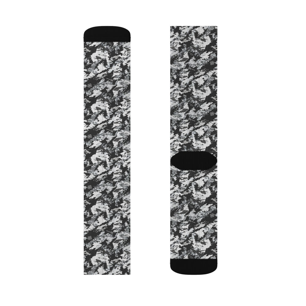 Black & White Camo Sublimation Socks — Camouflage Crew Socks - Equippage.com
