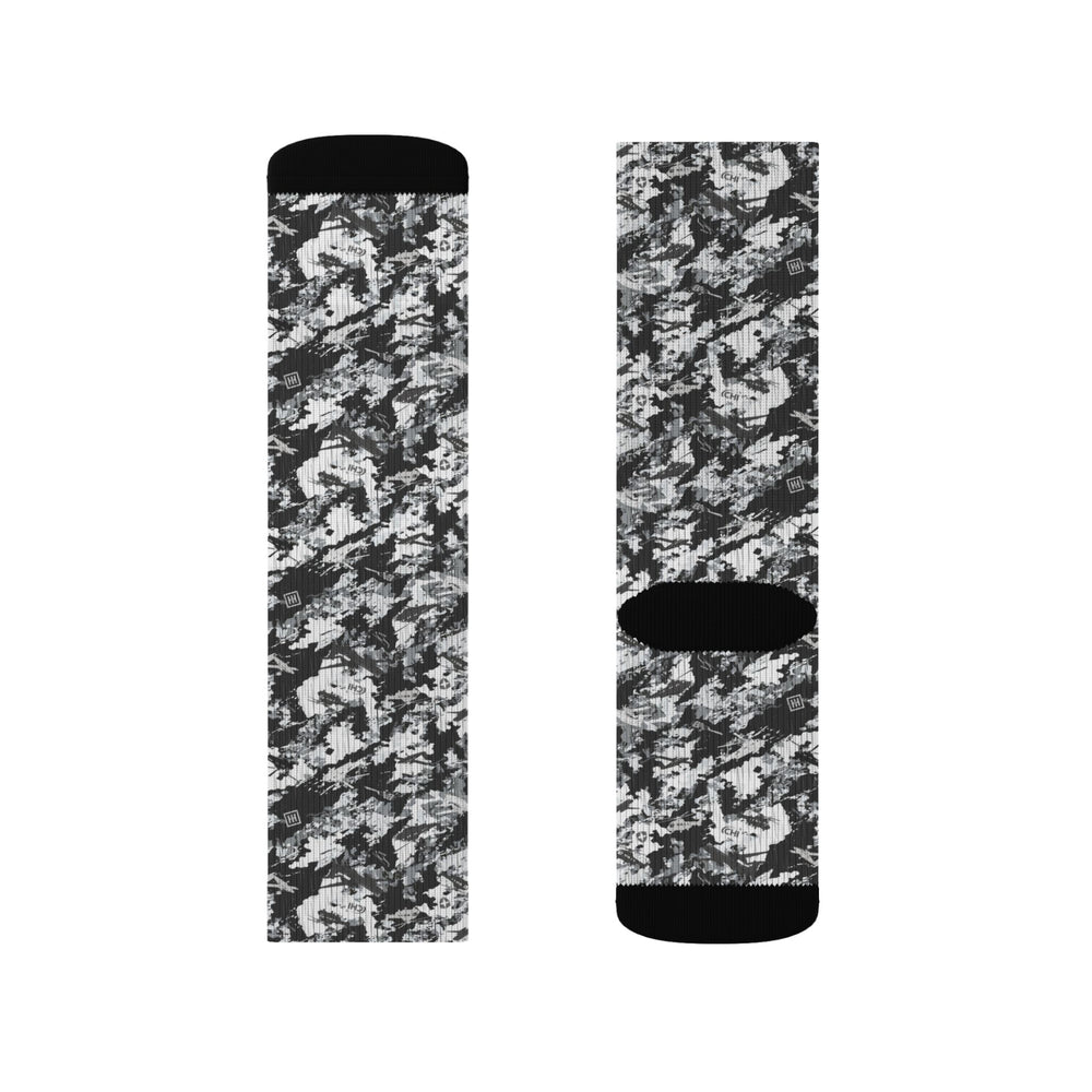 Black & White Camo Sublimation Socks — Camouflage Crew Socks - Equippage.com