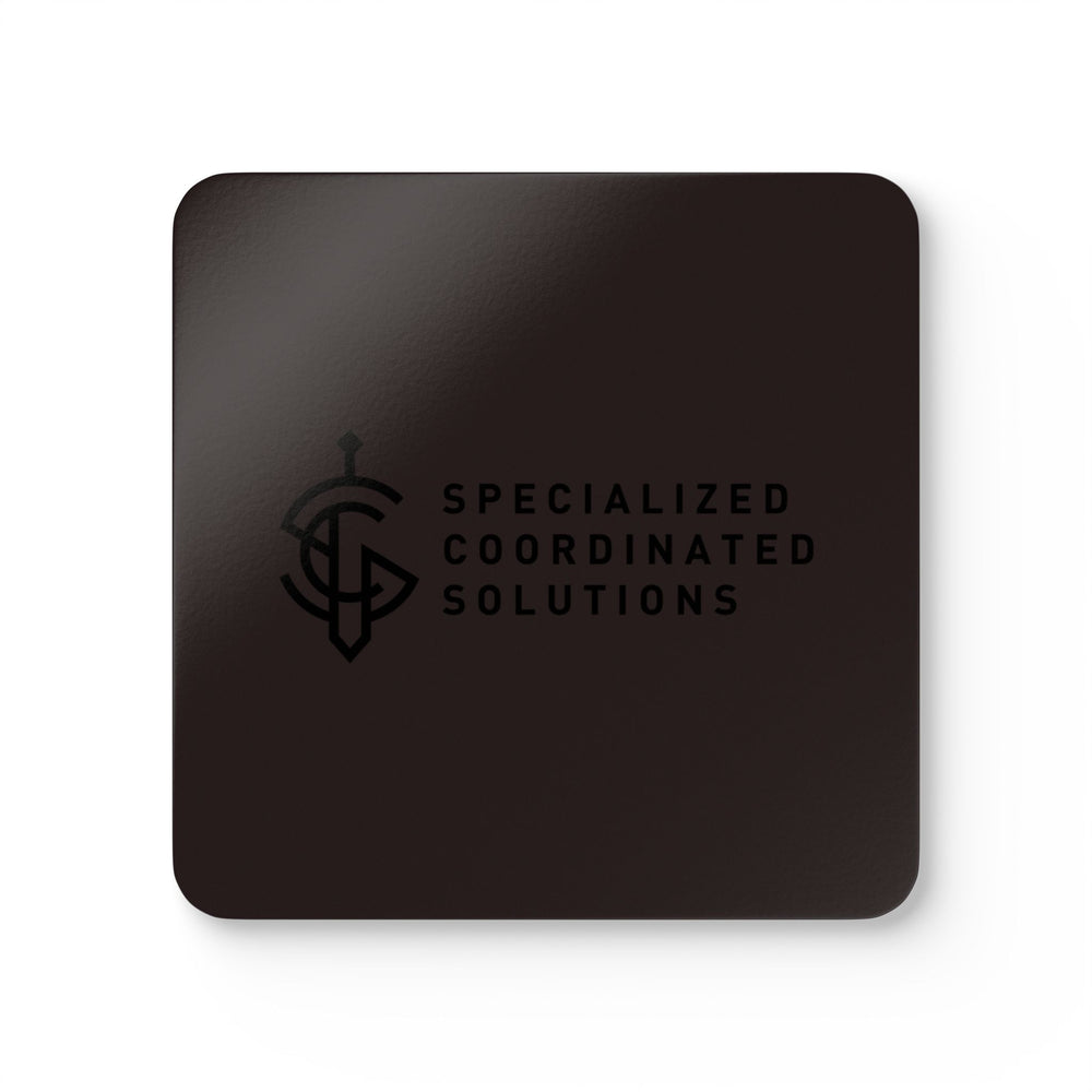 SCS Coasters — Black Logo Cork-Back Drink Coaster Set (Set of 4)