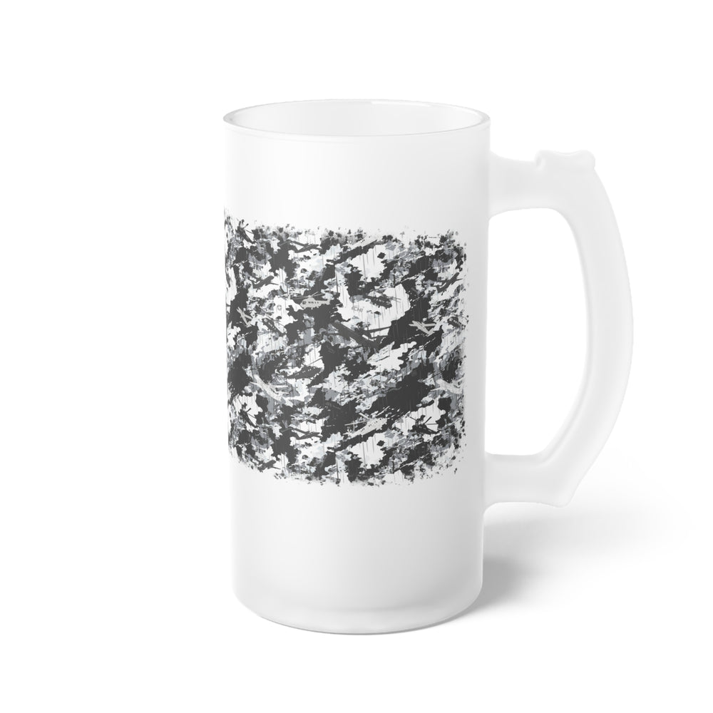 PRESS Camo Frosted Glass Beer Mug — Monochrome Design in the PRESS Camouflage Pattern