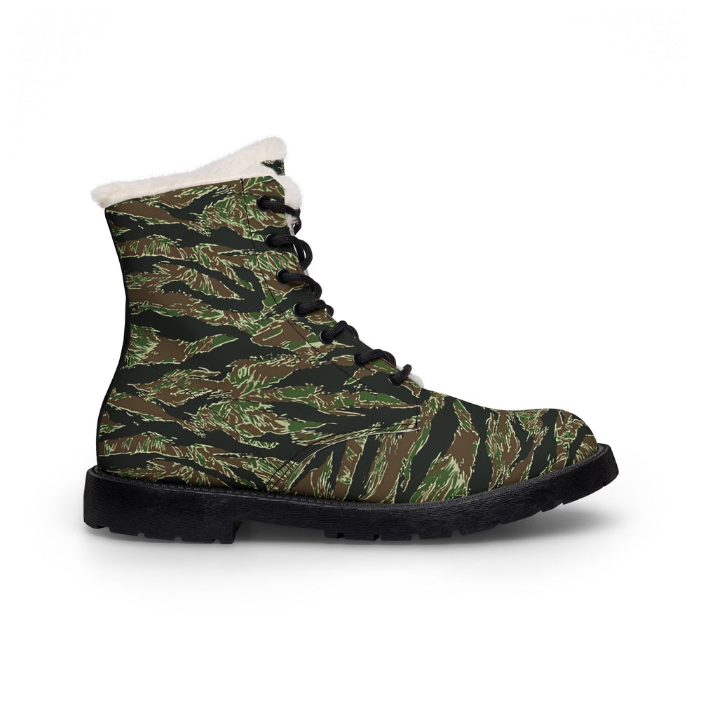 US Tigere Stripe Camo Men's Fur and Leather Boots