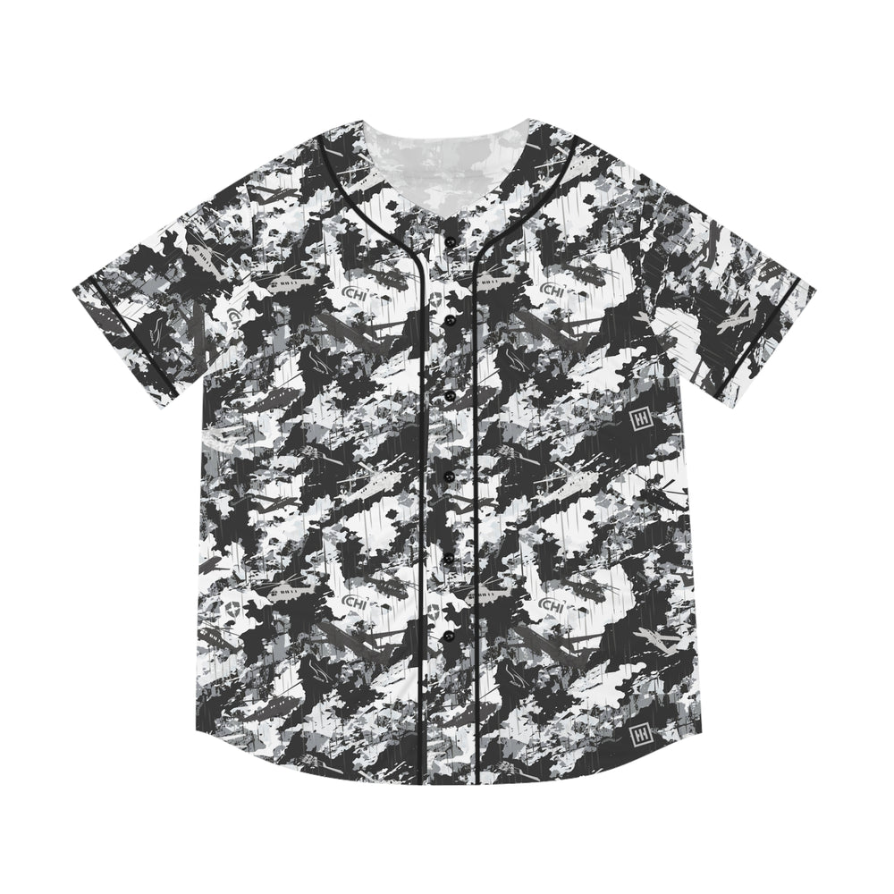 Men's Camo Baseball Jersey — Black & White Abstract All-Over Print - Equippage.com