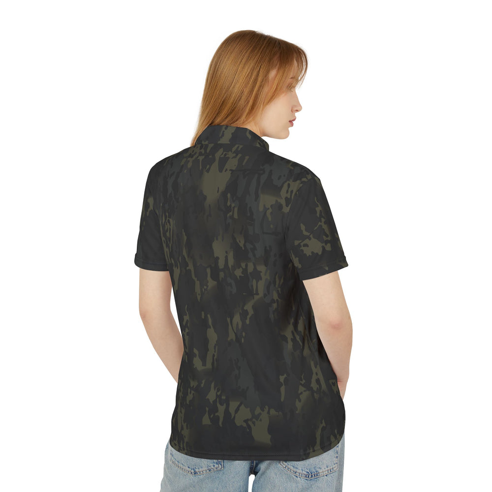 VIGILINT Black Camo Polo Shirt — Subtle Left Chest Logo (PRESS/cWRN/PR)