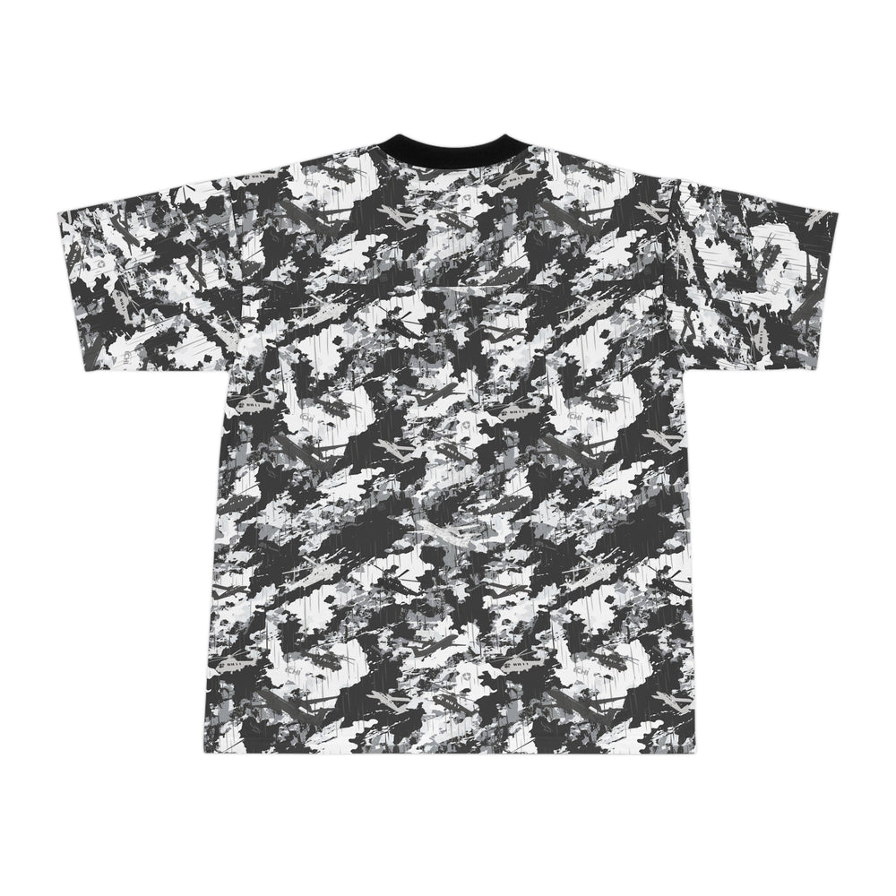 PRESS Camo Unisex Football Jersey — Grey/Black/White Camouflage Print Athletic Sports Tee