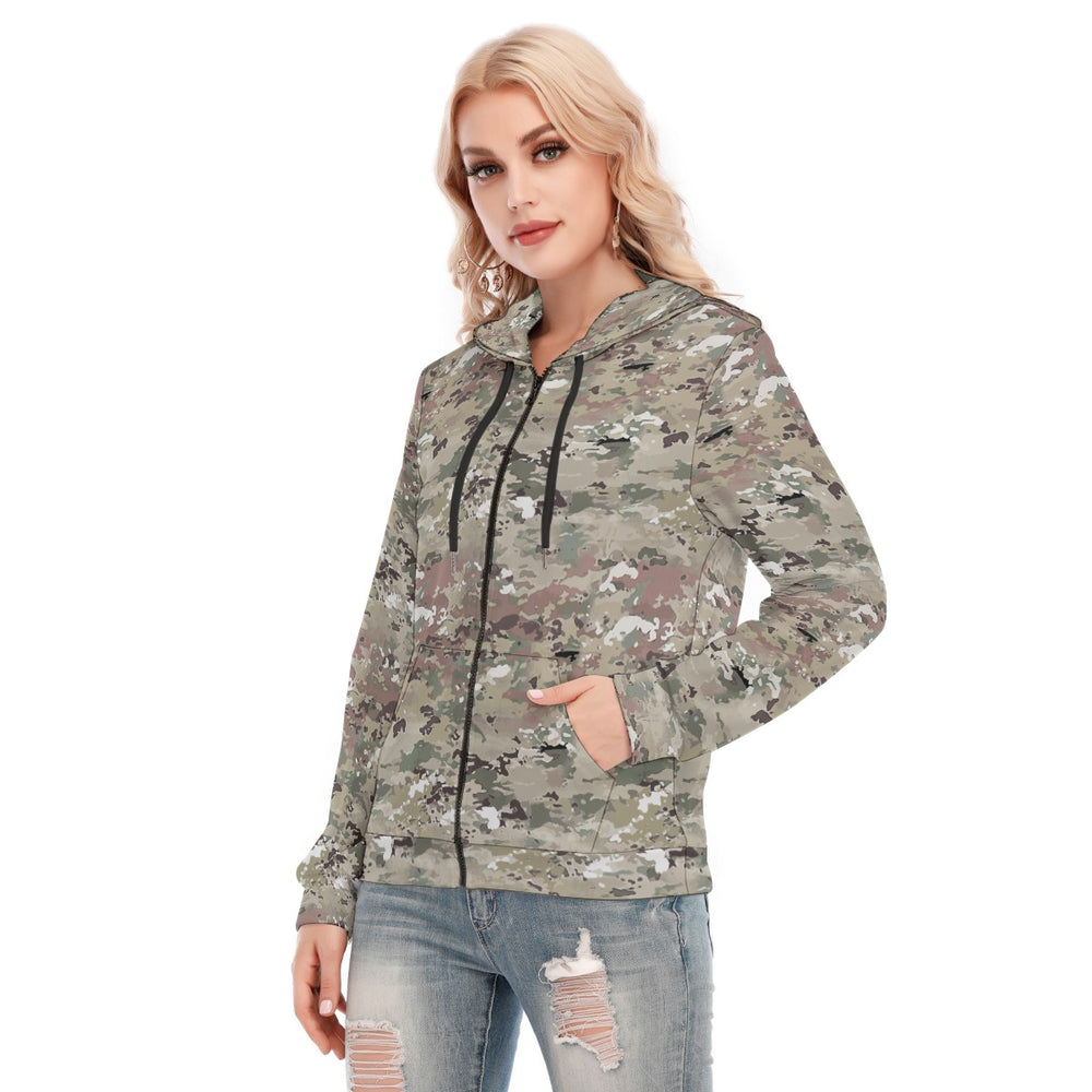 All-Over Print Women's Hoodie With Zipper