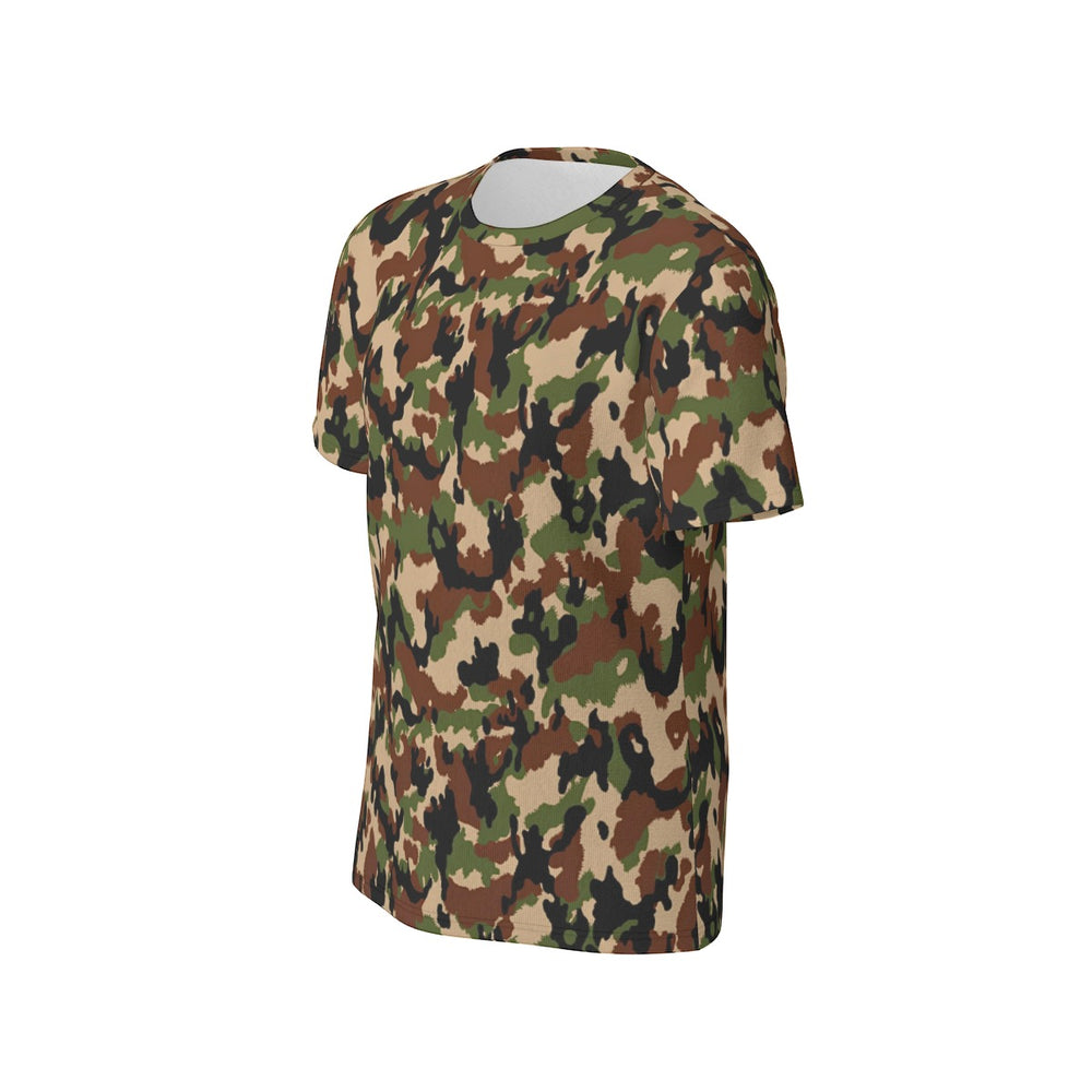 Swiss Taz 90 Woodland Camo Men's O-Neck T-Shirt | 190GSM Cotton - Equippage.com