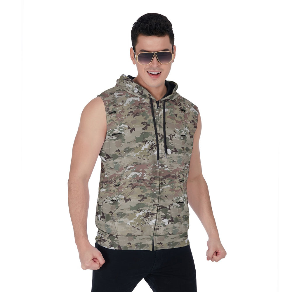 All-Over Print Men's Zipper-Up Sleeveless Hoodie