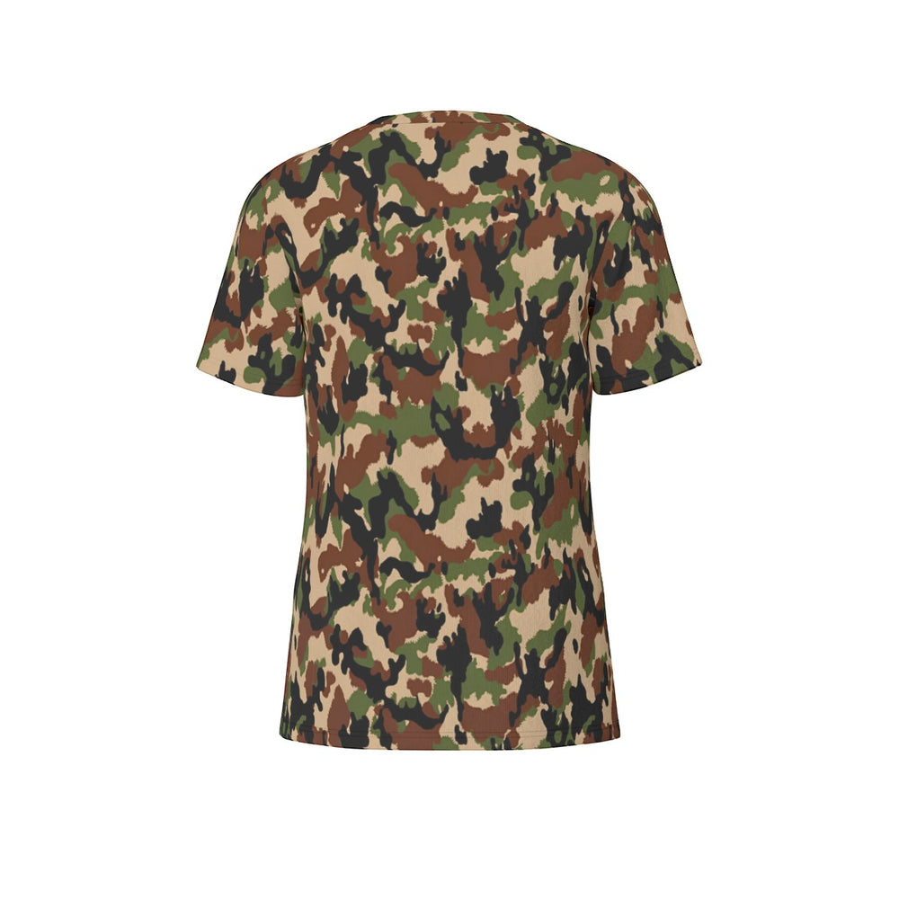 Swiss Taz 90 Woodland Camo Men's O-Neck T-Shirt | 190GSM Cotton - Equippage.com
