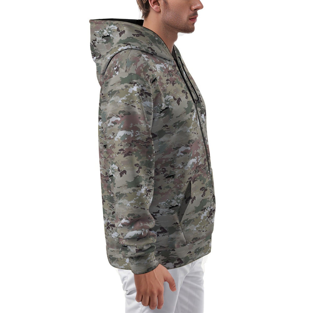 All-Over Print Zip Up Hoodie With Pocket