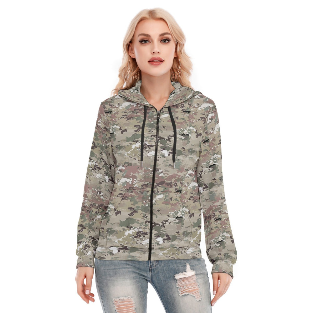 All-Over Print Women's Hoodie With Zipper